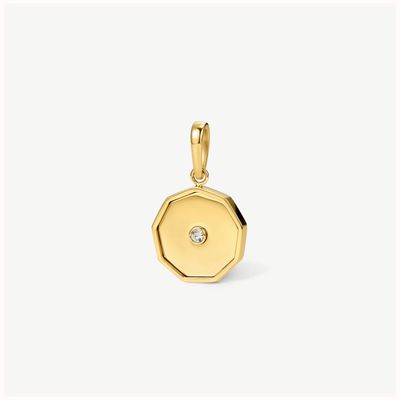 D.LOUISE Gold Tone White Stone Nonagon Pendant CH-33
