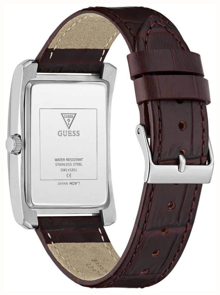 Guess Hugh White Sunray Dial Brown Leather Strap GW1152G1 - alternate view 3