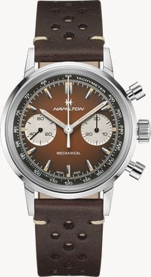 Hamilton American Classic Intramatic Chronograph H (40mm) Brown Dial / Brown Leather + Stainless Steel Mesh H38429591