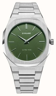 D1 Milano Ultra Thin Moss (40mm) Bottle Green Brushed Dial / Stainless Steel Bracelet UTBJ06