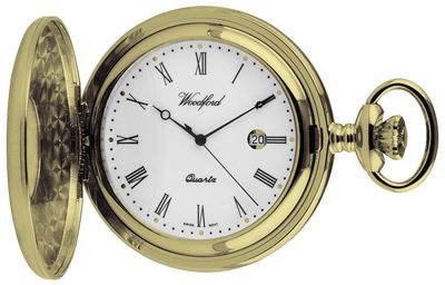 Woodford Quartz Gold Plated Half Hunter Pocket Watch 1212GOLD