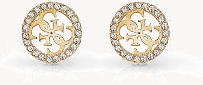 Guess Gold Plated 12mm 4G Logo Crystal-Set Stud Earrings JUBE02161JWYGT/U