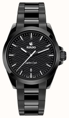 RADO Captain Cook Discover Automatic (40.7mm) Black Wave-Pattern Dial / Black High-Tech Ceramic Bracelet R32279162