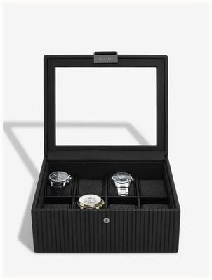 Stackers 8 Piece Watch Box Black Fluted 76860