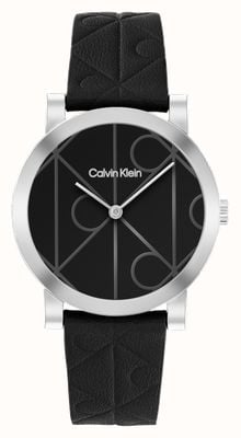 Calvin Klein CK Monogram (32mm) Black Dial / Black Leather Strap 25100128