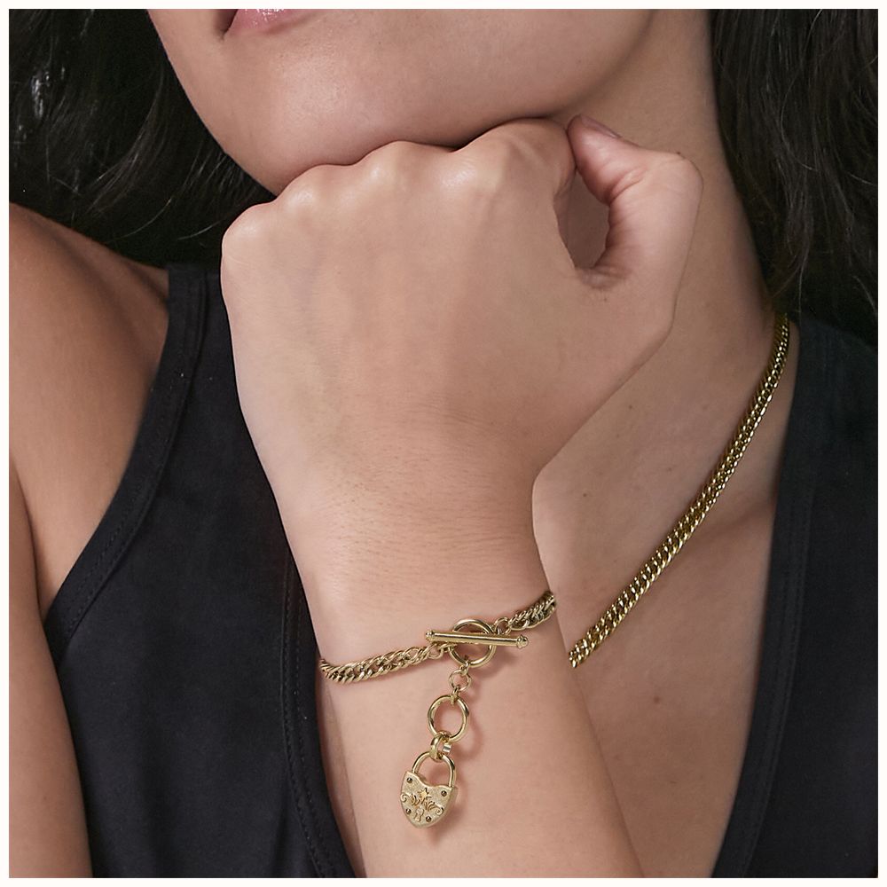 Olivia Burton Lock Heart Gold Plated Toggle Bracelet 24100632 - alternate view 3