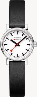 Mondaine Evo2 (26mm) White Dial / Black Vegan Grape Leather Strap MSE.26110.LBV