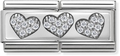 Nomination Classic Three Hearts Sterling Silver & Steel Charm 330732/02