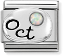 Nomination Classic October Birthstone Opal Sterling Silver & Steel Charm 330505/10