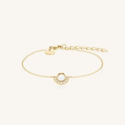 Rosefield Jewellery Modern Pearl Circle Gold Bracelet JBPCG-J1295