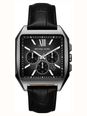 Michael Kors Hayes Square dial with chronograph Black Leather Strap Watch MK9299