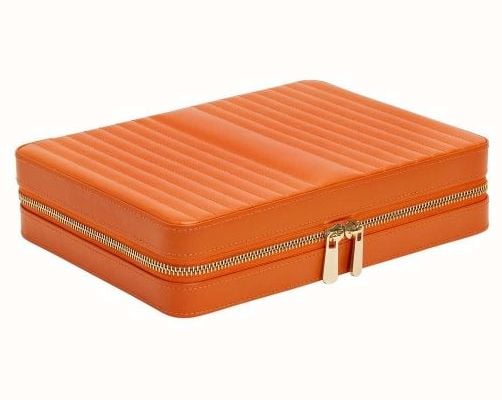 WOLF Maria Large Zip Jewellery Case Tangerine 766139