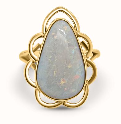Pre-owned 9ct Yellow Gold Large Opal Pear Shaped Ring J31023