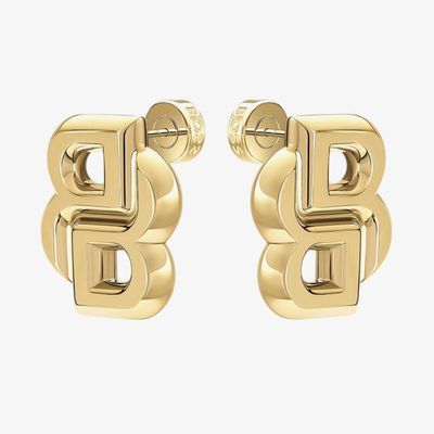 BOSS Jewellery Gold Plated Stainless Steel Double B Earrings 1580856