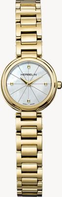 Herbelin Lady H Quartz (22mm) Mother-of-Pearl Dial / Gold PVD Stainless Steel H-Link Bracelet 17312BP1N19