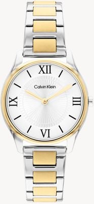 Calvin Klein Sculpted Essentials (28mm) White Dial / Two-Tone Stainless Steel Bracelet 25100215