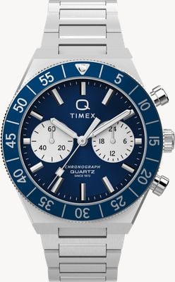 Timex Q Timex Continental Chronograph (40mm) Blue Dial / Stainless Steel Bracelet TW2Y55900