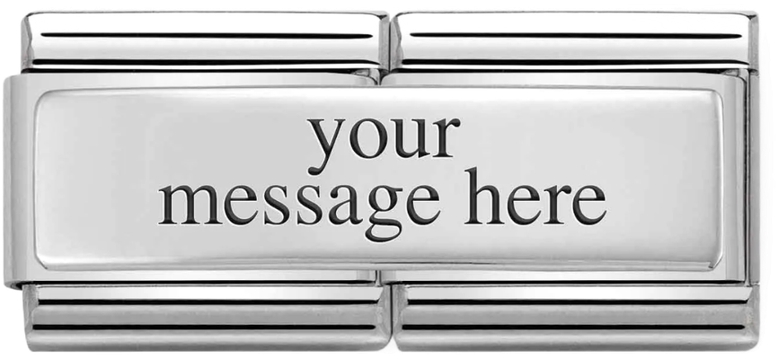 Nomination Classic DOUBLE ENGRAVED Steel And Silver Sterling Silver CUSTOM Smooth Plate Charm 330710/01