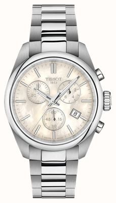 Tissot PR 100 Quartz Chronograph (36mm) White Mother-of-Pearl Dial / Stainless Steel Bracelet T1502171111100