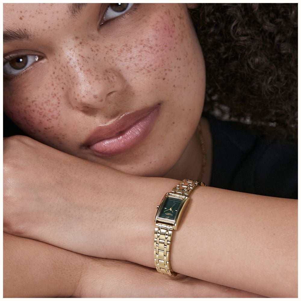 Olivia Burton 16mm Mini Grove Forest Green Dial / Gold Bracelet 24000436 - alternate view 6
