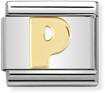 Nomination Classic Letter P 18ct Gold & Steel Charm 030101/16