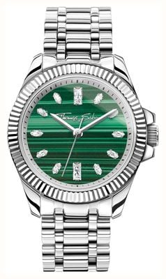 Thomas Sabo Divine Crystal (33mm) Green Malachite Dial / Stainless Steel Bracelet WA0434-201-211-33