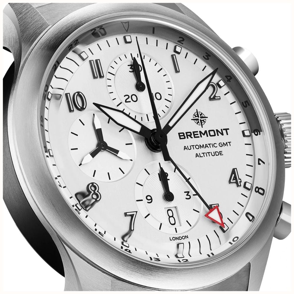 Bremont Altitude Chronograph GMT Automatic (42mm) Brushed Silver Galvanic Metal Dial / Stainless Steel Strap ALT42-CHR-G-SS-SI-B - alternate view 4