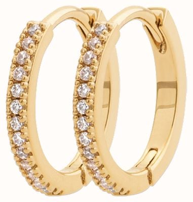 Burren Jewellery 18k Gold Plate Hoop Earrings With Cz Set E0757