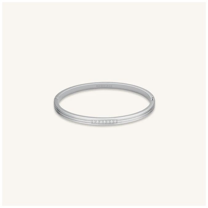 Rosefield Jewellery JBSCS-J1038 Striped Silver Bangle With
