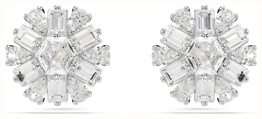 Swarovski Idyllia Stud Earrings Snowflake White Crystals Rhodium Plated 5691483