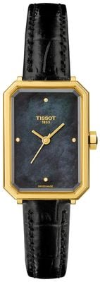 Tissot SRV Quartz (21.8mm) Black Mother-of-Pearl Dial / Black Alligator Leather Strap T1601103612600