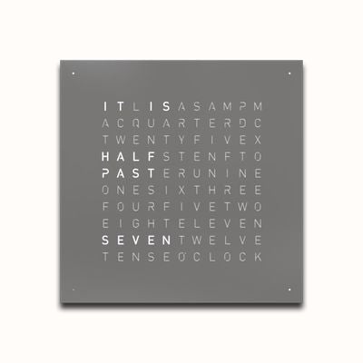 QLOCKTWO EARTH 45 STEEL SERIES GREY PEPPER (English) - White Lacquered QT4ENGRPC-UK