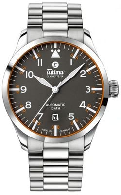Tutima Glashütte Flieger Automatic (41mm) Gunmetal-Grey Dial / Stainless Steel Bracelet 6105-04