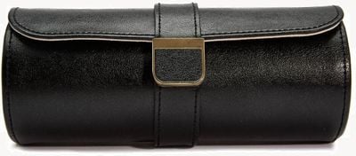 WOLF Palermo Double Watch Roll with Jewellery Case in Black Anthracite 213902