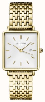 Rosefield Boxy - Gift Set (26mm) White Dial / Gold-Plated Stainless Steel & Mesh Bracelets BMWMG-X240