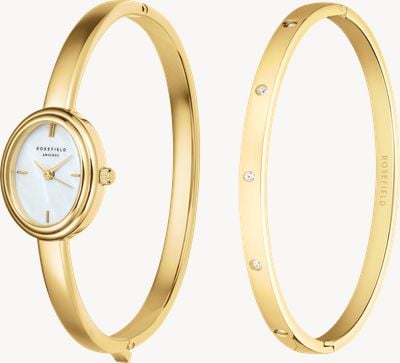 Rosefield Bangle - Gift Set (19.5mm) Mother-of-Pearl Dial / Gold PVD Stainless Steel Bangle BWGCG-X293