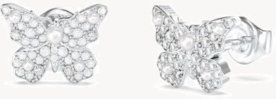 Guess Pave Borboleta Silver Stud Earrings UBE06127RH