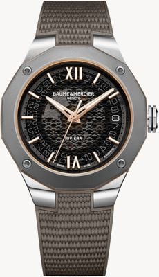 Baume & Mercier Men's Riviera Automatic (39mm) Black Dial / Grey Rubber Strap 10720