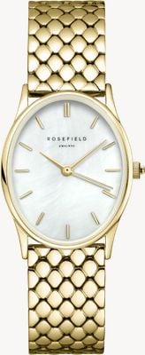 Rosefield Oval (24mm) White Mother-of-Pearl Dial / Gold-Plated Stainless Steel Bracelet OWGSG-OV01
