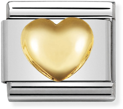 Nomination Classic Raised Heart 18ct Gold & Steel Charm 030116/01