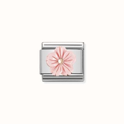Nomination Composable Classic STONE SYMBOLS In Stainless Steel And 9k Rose Gold Flower In ROSE CORAL 430510/03