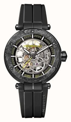 Herbelin Men's Newport Carbon Titanium Skeleton (43mm) Skeleton Dial / Black FKM Rubber Strap 1888SQCTN14CA