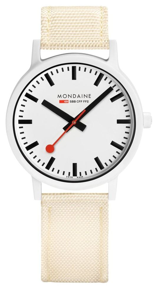 Mondaine MS1.41111.LT Essence 41mm | Off White Strap | White Watch