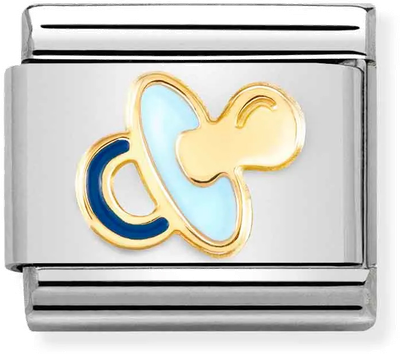 Nomination Classic Blue Pacifier 18ct Gold & Steel Charm 030272/63