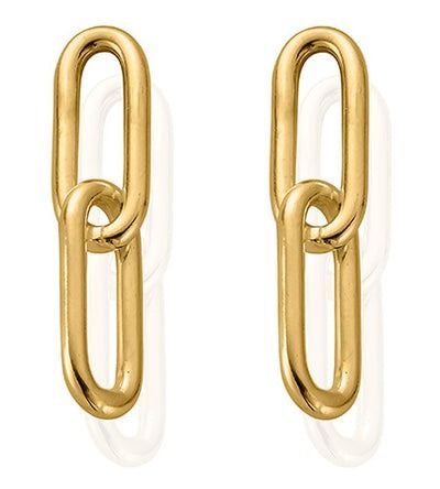 ChloBo CC-G-ER-4-S1 Medium Two Link Gold-Plated Earrings Jewellery