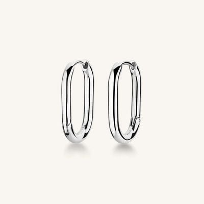 Rosefield Jewellery Large Oval Silver Stainless Steel Hoops JEOLS-J568