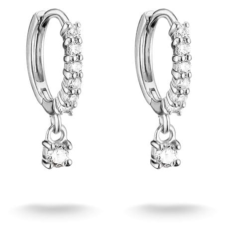 Thomas Sabo Sterling Silver Classic Brilliant Cut Zirconia Hoop Earrings CR781-051-14 | Acotis - Sterling Silver / Zirconia