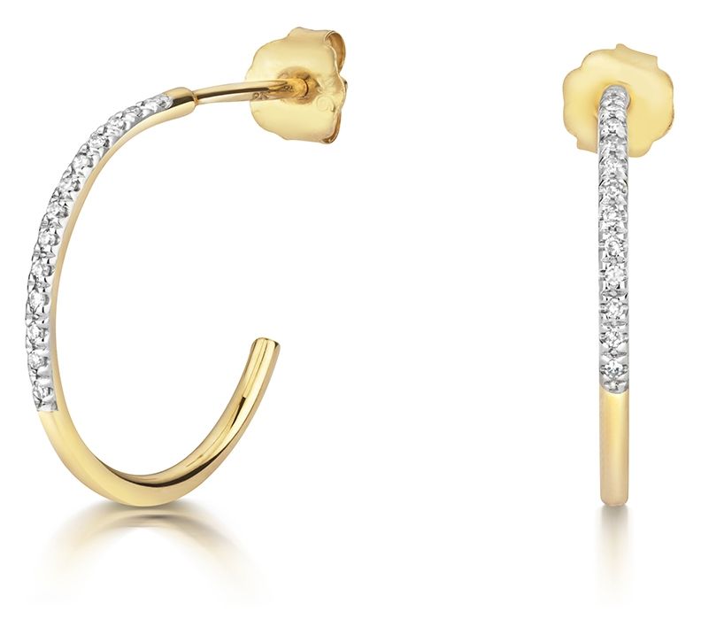 James Moore TH ED358 9ct Yellow Gold 0.04ct Diamond Hoops Jewellery