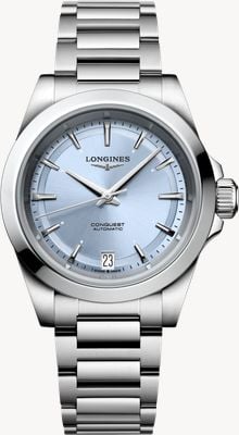 LONGINES Conquest Automatic (34mm) Pastel-Blue Sunray Dial / Stainless Steel Bracelet L34304926