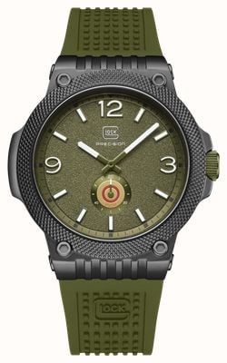 GLOCK Precision Small-Seconds Quartz (43mm) Olive Green Textured Dial / Army Green Silicone RTF Strap GW-43-2-24